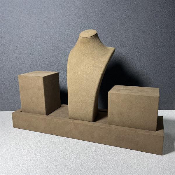 Buy cheap Brown Velvet Microfiber Necklace Holder Stand Medium Small Jewelry Mannequin Bust from wholesalers