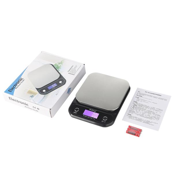 LCD Display Kitchen Digital Scale with 5kg/0.1g Capacity and Stainless Steel Material