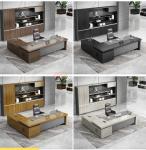50mm Thickness Table Top Luxury Modern Wooden L Shape Boss Manager Director