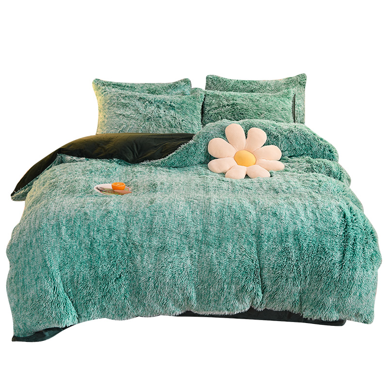 Rainbow Color Faux Fur Velvet Fluffy Plush Soft Bedding Set 4 Pieces Perfect for HOME