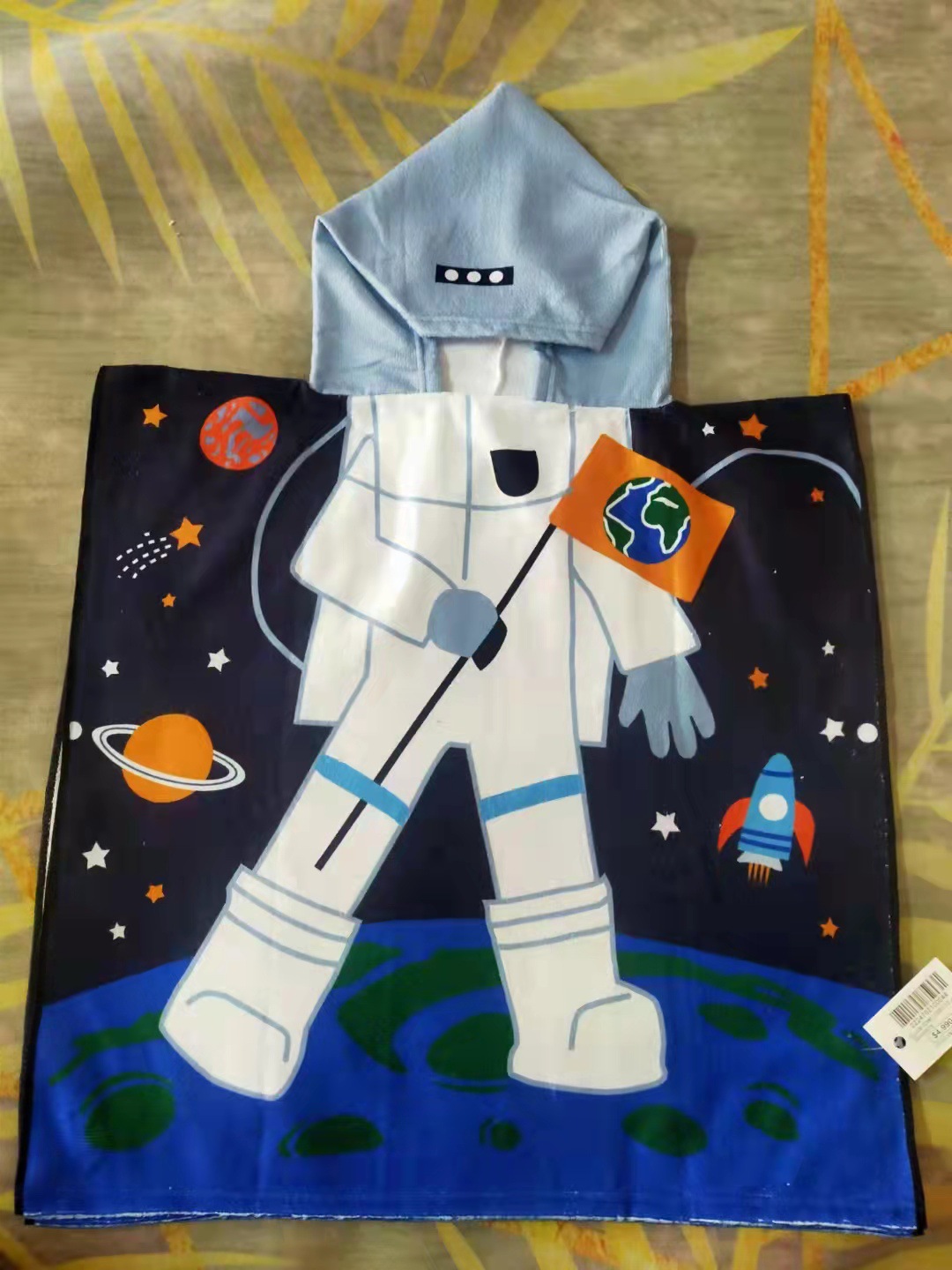 Design Home Microfiber Kids Hooded Cape Bathrobe Cartoon Printing Wearable Bath Towel Spot