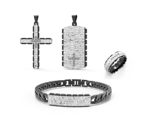 Buy cheap Celebrity Zircon Studded Stainless Steel Jewelry Set Mens Hipster Jewelry from wholesalers