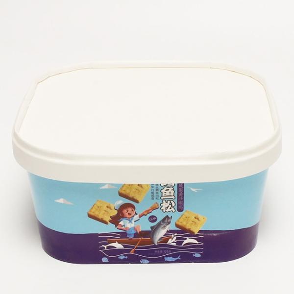 Eco Friendly Takeaway Paper Bowl , 1100ml Square Salad Paper Food Container With