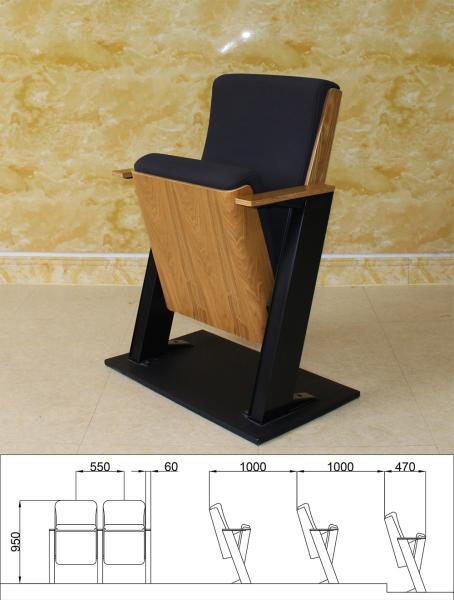 Buy cheap ISO9001 Black Movie Theater Folding Cinema Seats Chairs Hypoallergenic Removable from wholesalers