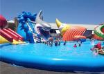 Customized Inflatable Water Parks , Giant Shark Inflatable Swimming Pool With