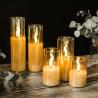 Buy cheap 3D Real Flame Home Decoration Pillar Remote Control Golden Glass LED Candles from wholesalers