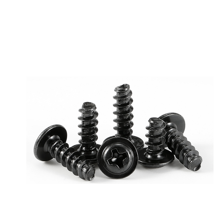 Metric Black Zinc Steel 8.8 Grade Cross Pan Washer Head Self Tapping Screw for Plastic