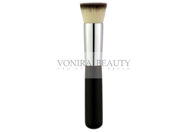Buy cheap Cruelty Free Vegan Taklon Flat Top Kabuki Face Brush With Nature Wood Handle from wholesalers