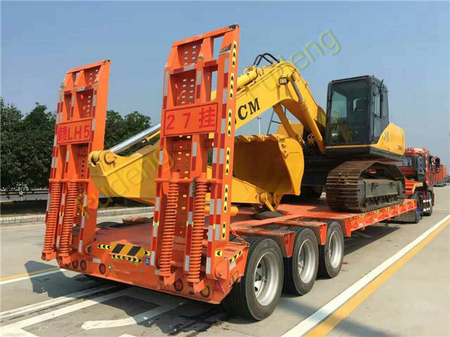 50 tonne Gooseneck low bed semi truck trailer for heavy equipment transport