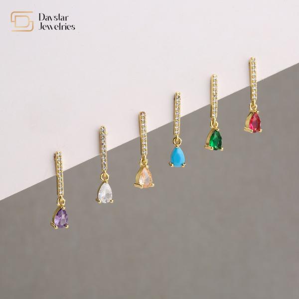 Buy cheap Colored Water Drop Diamond Zircon Crystal Pendant Stud Earrings 18k Gold Plated from wholesalers