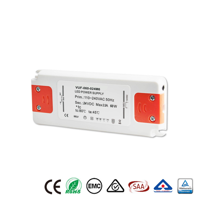Class 2 LED Driver 24V DC 60W Plastic Power Supply For LED Strip Light