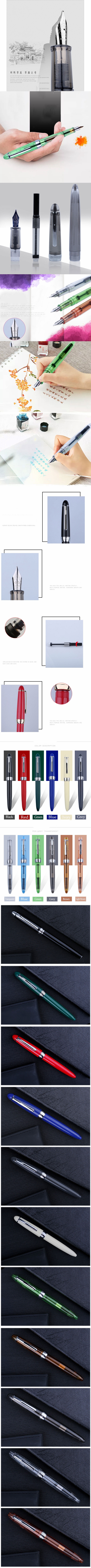 Transparent Gold Powder Color Ink Fountain Pen for Writing Practice in Business Office