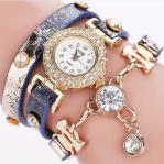 Newest design Long Strap Diamond Chain Fashion Lady Leather Bracelet Watches