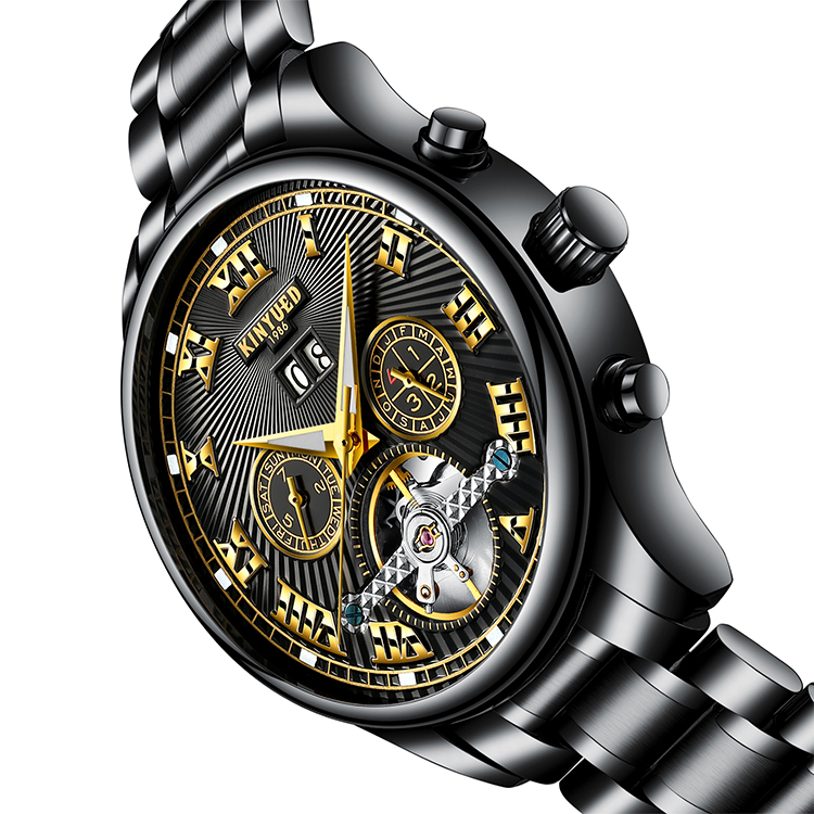 KINYUED tourbillion watch mechanical water resistant watch mens watches automatic skeleton mechanical watch
