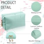 Makeup Bag Leather Zipper Cosmetic Bag Water Resistant Versatile Makeup Pouch