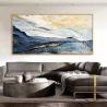 Buy cheap Blue Gold Foil Abstract Landscape Oil Painting On Canvas Hand Painted Modern Textured Medium Oil from wholesalers
