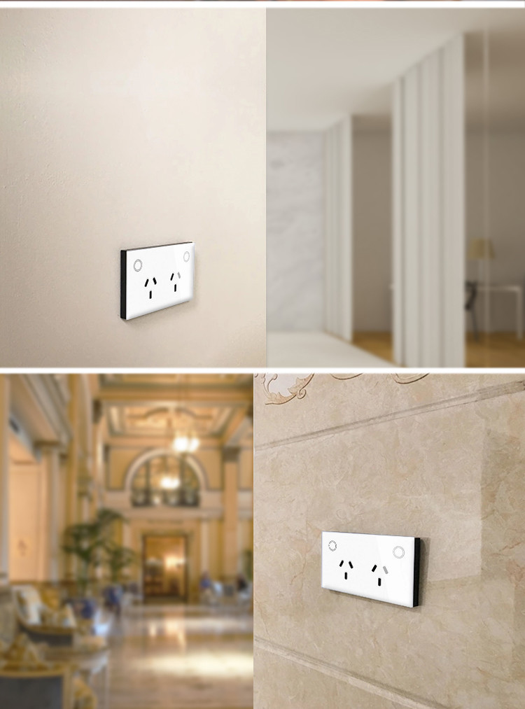 Wifi Socket With SAA Certifications Au/us Standard Wireless Gpo Power Point Touch Glass Panel Wall Socket For Smart Home