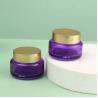 Buy cheap Luxury Empty Glass Face Cream Jar 30g Refillable Body Butter Jars 1oz Cosmetic Round Purple Glass Jars with Golden Matte Lids from wholesalers