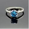 Buy cheap Women 925 Silver Jewelry 5mm Round Blue Topaz Cubic Zircon Ring(R258) from wholesalers