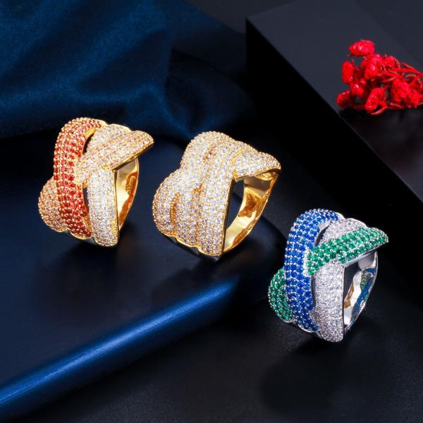 Buy cheap Colorful Rainbow CZ Gold Ring For Women Girls Fashion Engagement Wedding Ring Band Charm Party Ring Jewelry from wholesalers