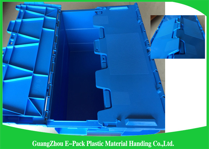 Recyclable 60L Plastic Attached Lid Containers Blue Customized For Agriculture