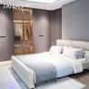 Buy cheap French Style Gray Custom Bedroom Wardrobe With Glass Door Recessed Handles from wholesalers