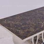 180x90x76cm 8 Seater Marble Dining Table Stainless Steel gold color