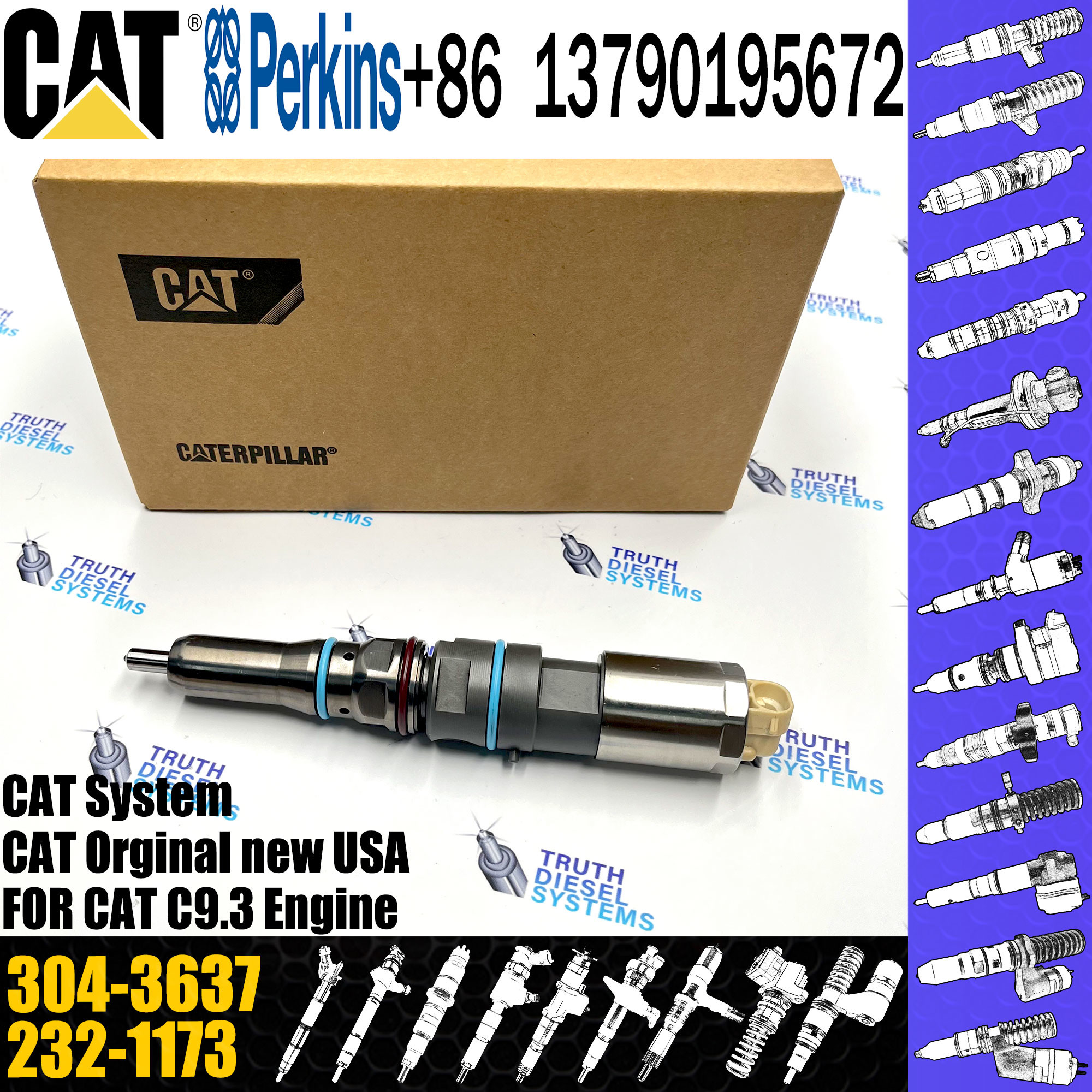 Common Rail Injector 460-8213 20R5077 456-3493 304-3637 for Cat C9.3 engine