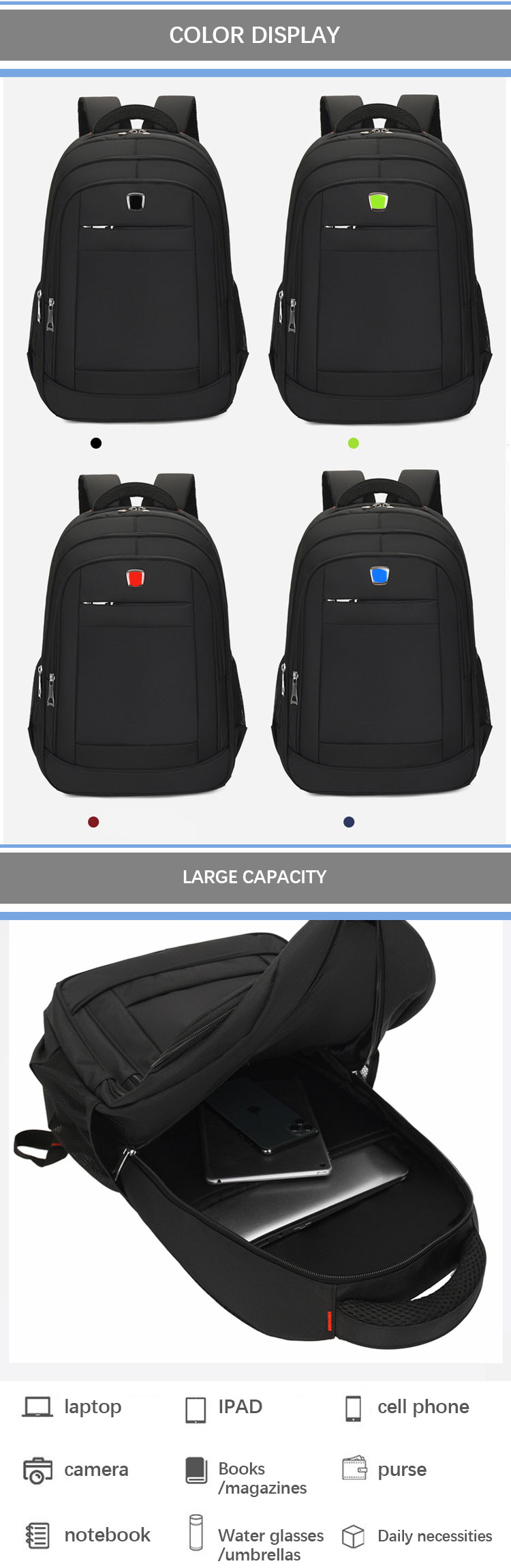 Multi Functional Business Laptop Backpacks Customized Size Logo Waterproof Rucksack
