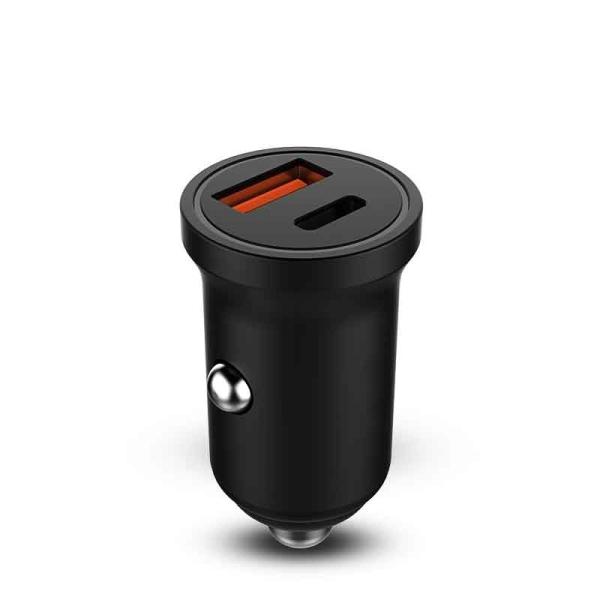 Quality QC3.0+PD black smart car charger, fast charge LED light display Zinc alloy,Certification CE FCC ROHS for sale
