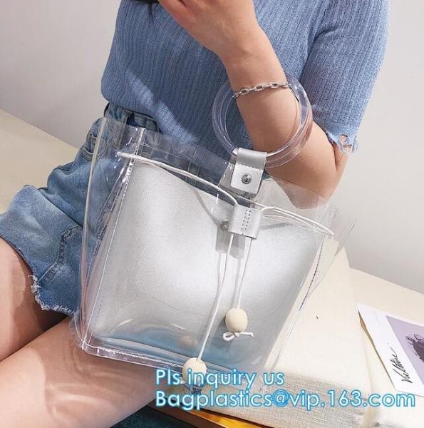 Buy cheap PVC transparent shopping bag, Zipper PVC Vinyl Tote Shopping Bag, PVC shopping reusable tote bags with carry handle, bag from wholesalers