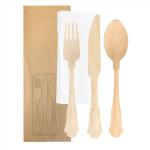 200 Mm Disposable Biodegradable Wooden Knife Fork Spoon Napkin Wrapped Kraft