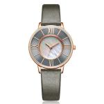 Pin Buckle Women Quartz Wrist Watch Leather Strap Shell Dial