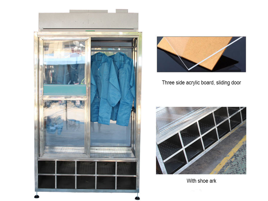 200W 300LX Cleanroom Clothes Storage Cabinet Stainless Steel