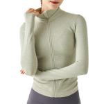 Customized Logo Nylon Cotton Women Sports Clothes Stand Collar Full Zip Yoga