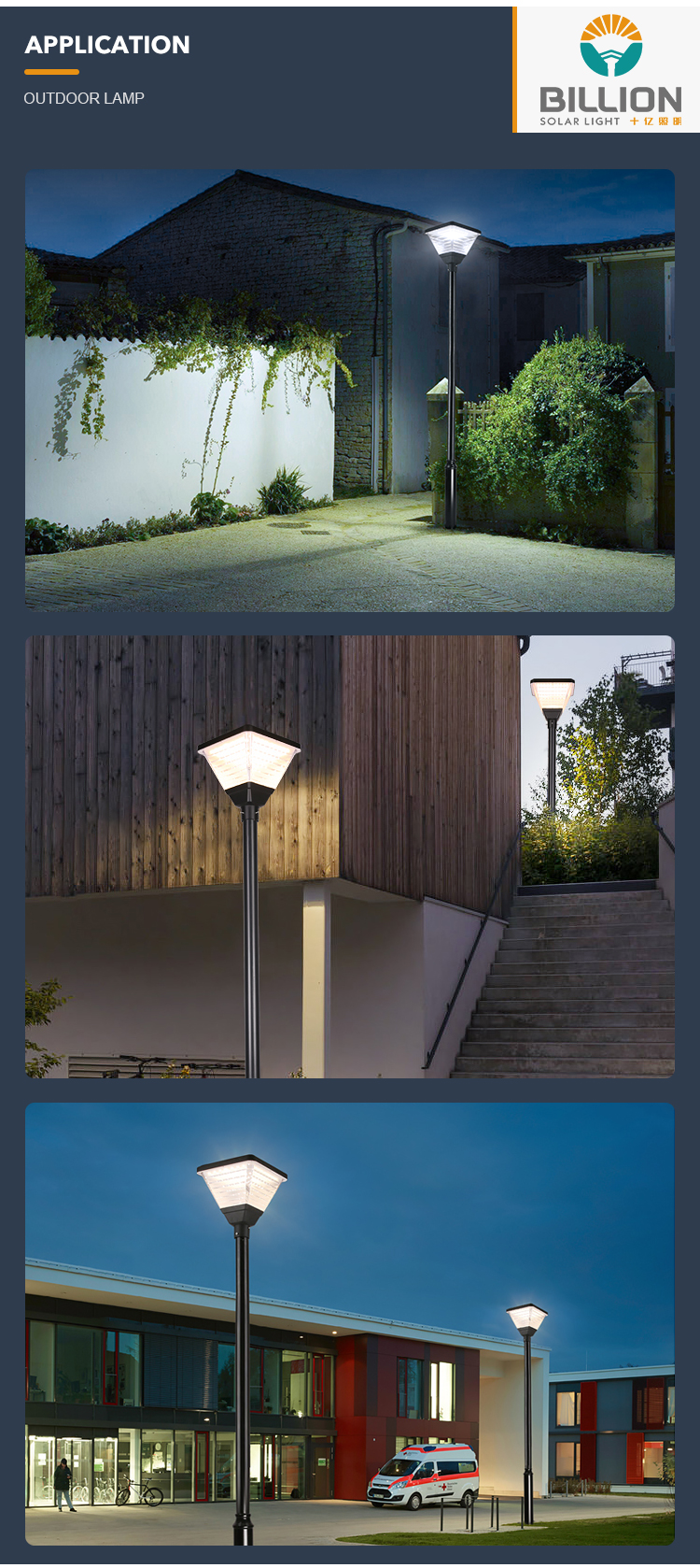 3.2V 12000mAh Die-casting aluminum Solar Led Garden Lights For Courtyards Communities