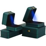 LED Light Jewelry Box for Custom Luxury Crown Jewelry Packaging Plastic Velvet
