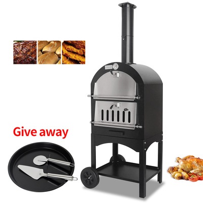 Outdoor Courtyard Charcoal Oven for Baking Pizza Portable and 30.5*30.5cm Stone Size
