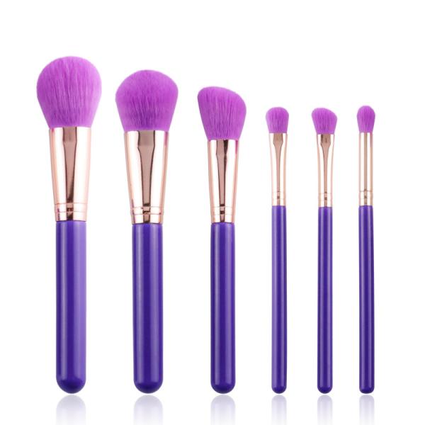 Buy cheap Wholesale Fashion Cosmetic Brush Cruelty Free Dark purple Wood Handle Brush With Bag from wholesalers