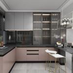 Modern Custom Stainless Steel Kitchen Cabinet Set Furniture Coffee Color