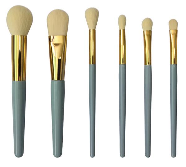 6pcs Glossy Aluminum Ferrule Essential Makeup Brush Set For A Variety Of Face