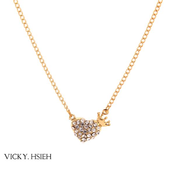 Buy cheap VICKY.HSIEH Gold Tone Cute Crystal Rhinestone Pave Heart Pendant Necklace from wholesalers