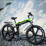 Folding Full Suspension Fat Tire Electric Bike 1000W 48V 26"*4.0 Snow Tire Disc
