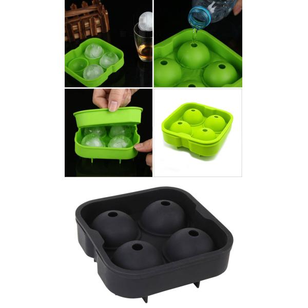 Stackable 4 Cavity Silicone Sphere Ice Cube Tray