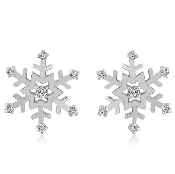 Buy cheap Christmas gift dainty jewelry fashion ear piercing jewelry crystal stainless steel snowflake earrings from wholesalers