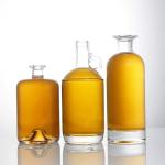 Custom Color 750ml Transparent Round Wide Mouth Glass Liquor Bottle for Wine