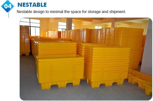 Standard Sizes HDPE Collapsible Plastic Pallet Box, Heavy Duty Industry Storage Use Collapsible Plastic Mega Bin