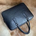 Authentic Ostrich Skin Key Lock Closure Businessmen Large Briefcase Laptop Purse