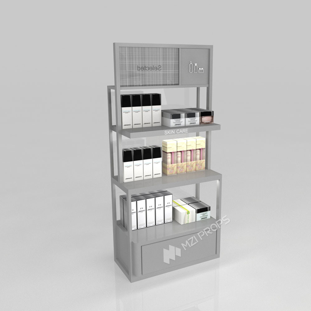 GDR03-CB-01 Universal Side Cabinet with Soft Film Light Box and Black Aluminum Price Tag Holder for Specialty Beauty Stores