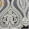 Buy cheap 135cm Width Pure Hand Beaded Embroidery White Bridal Lace Fabric Water Soluble from wholesalers